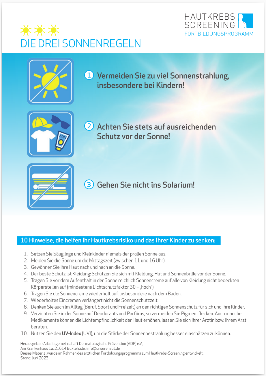 Infos zum Hautkrebs-Screening pdf-Vorschau